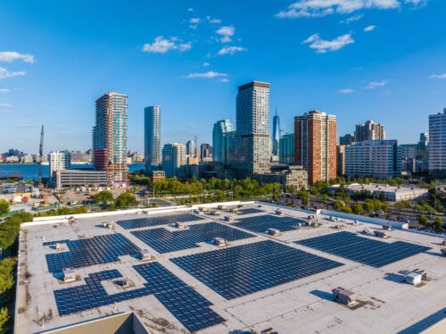 target solar panels with newport buildings in background